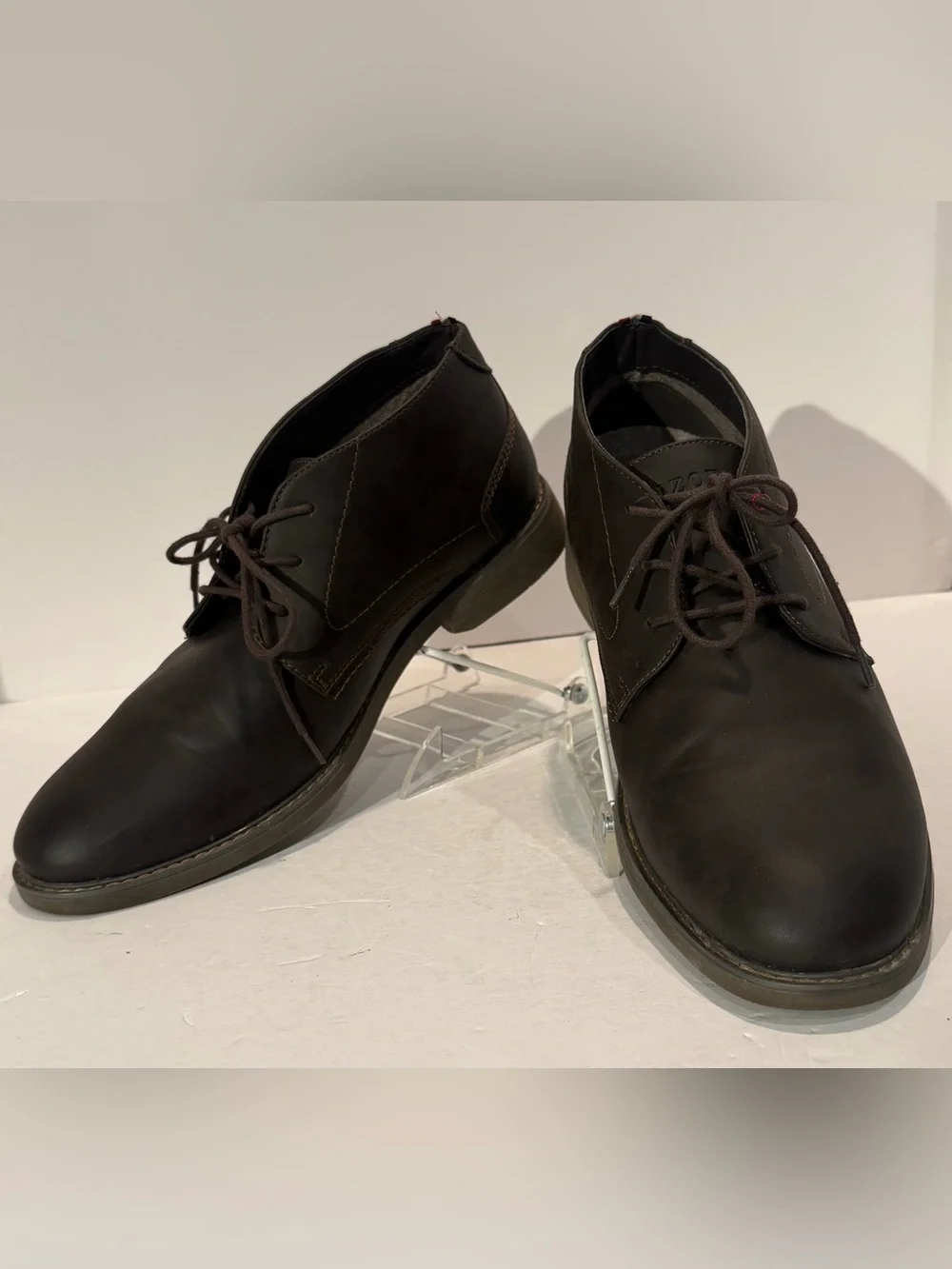 Izod Mens 11 Med Inwood Gaucho Chukka Boots Brown Faux Leather Lace Up